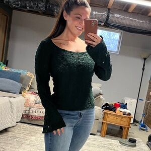 Old Navy Dark Green Textured Long Sleeve Top